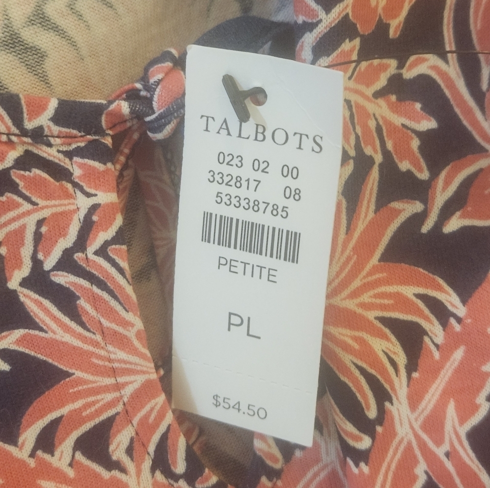 Talbots Pink Floral on Navy Blouse LP NWT (5960) - Picture 5 of 6